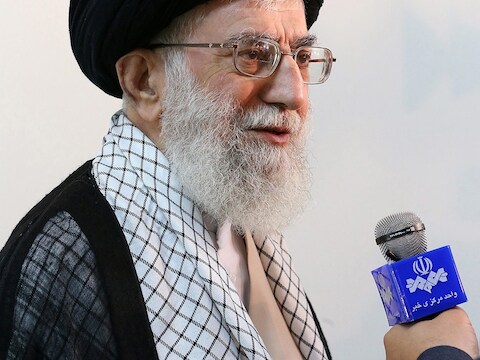 De Iraanse geestelijke leider ayatollah Ali Khamenei.