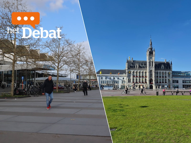 links: het Stationsplein, rechts: de Grote Markt in Sint-Niklaas. Volgens onze lezers mag op beide wat bespaard worden. 