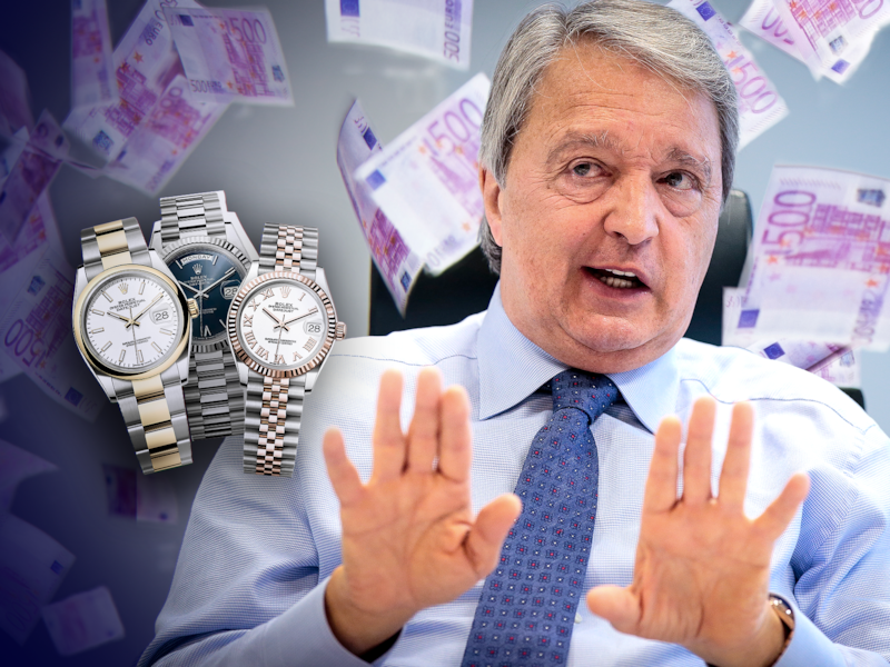 Herman Van Holsbeeck ontkent dat hij ooit geld aannam van makelaars: “Enkel cadeaus, zoals drie Rolexen.” Maar vanwaar komt dan zijn kluis vol zwart geld?