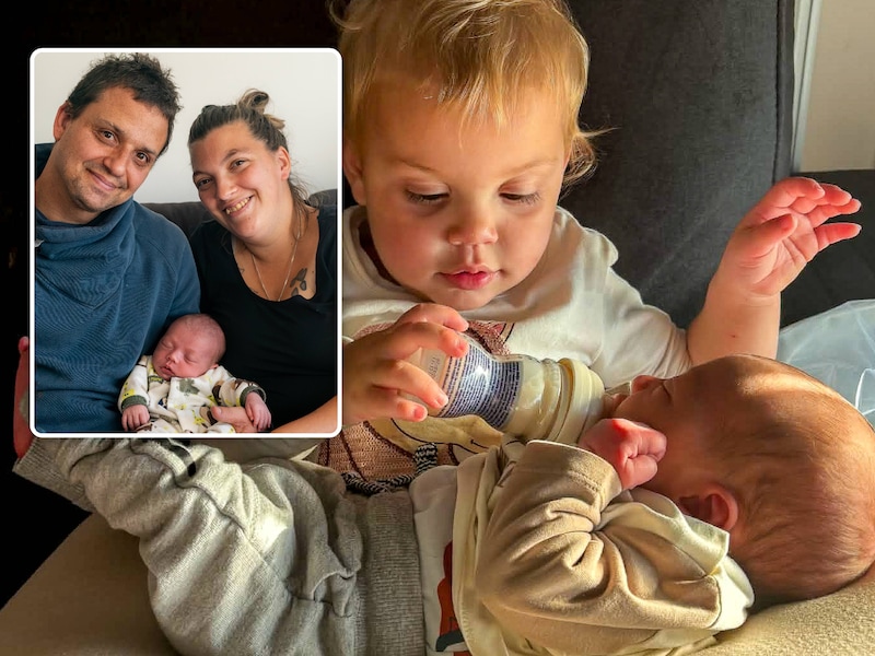 Mylana met haar kleine broer. Inzet: Björn, Tatjana en Maylo.