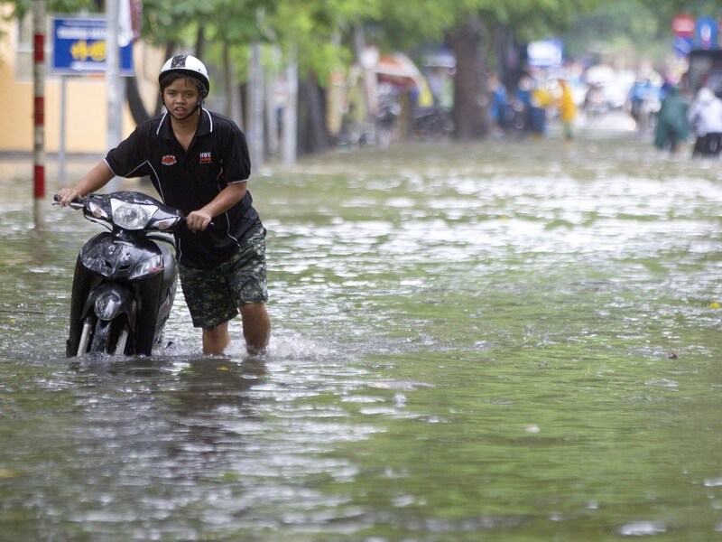 Hevige regenval in Vietnam.