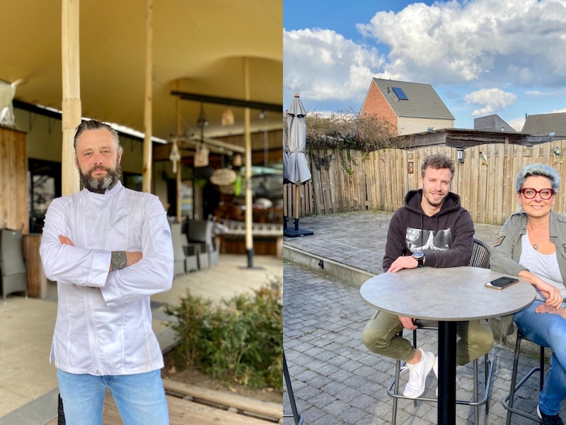 Chef Peter van Vlasselaer van Klein Zoersel in Oostmalle/Joël Springael (links) en Conny Vissers (rechts) van café ROCKS The Vintage Lounge in Zoersel