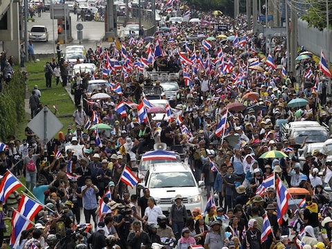 Protest in de Thaise hoofdstad Bangkok.