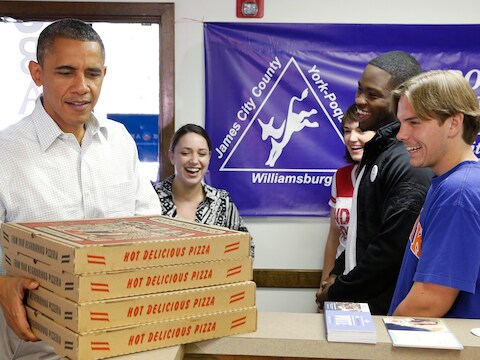 Barack Obama begin oktober in Williamsburg, Virginia.
