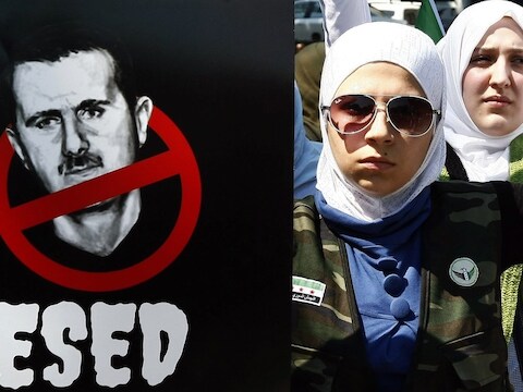 Protest tegen Assad in de Turkse metropool Istanboel.