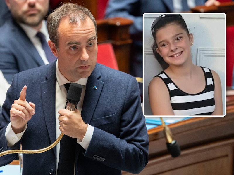 De Franse premier Sébastien Lecornu in het Franse parlement. (09/06/26). Inzet: slachtoffer Lyhanna (11)