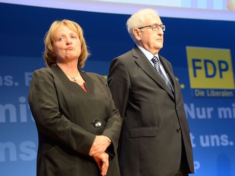 De Duitse ministers Sabine Leutheusser-Schnarrenberger en Rainer Bruederle.
