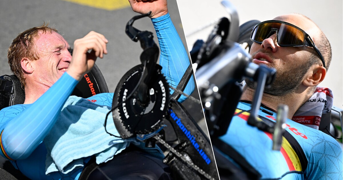 Handbikers Marvin Odent en de afscheidnemende Maxime Hordies veroveren brons in tijdrit