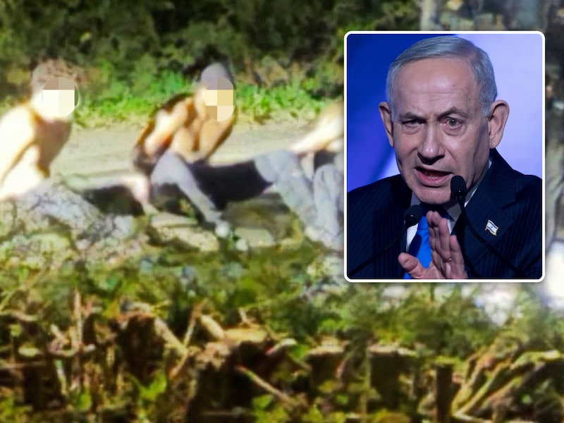 De arrestatie van de verdachten bij luchtmachtbasis Fairford. Kleine foto: de Israëlische premier Benjamin Netanyahu.