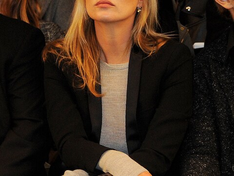 Kate Moss op de catwalkshow van Topshop.