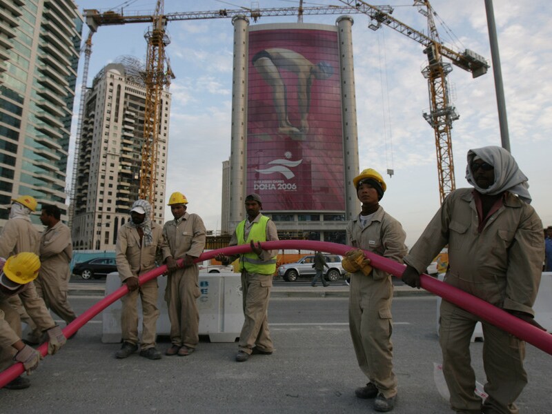Constructiewerkers in Doha, de hoofdstad van Qatar.