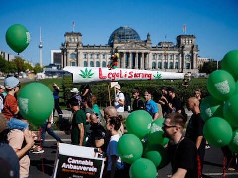 Beeld van begin deze maand op de Hanfparade (Hennepparade), de oudste en grootste jaarlijkse cannabisdemonstratie in Duitsland.
