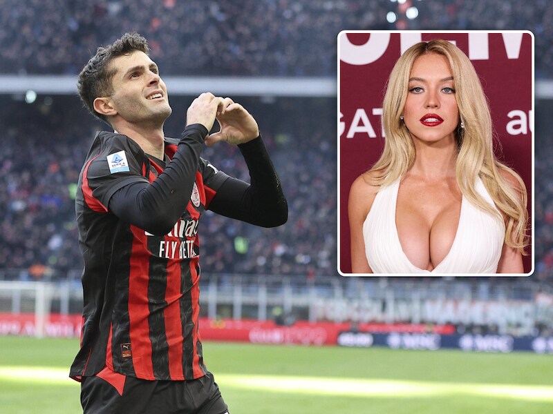 Milan-ster Pulisic viert zijn goal met een hartje, maar dat blijkt niet bestemd voor actrice Sydney Sweeney