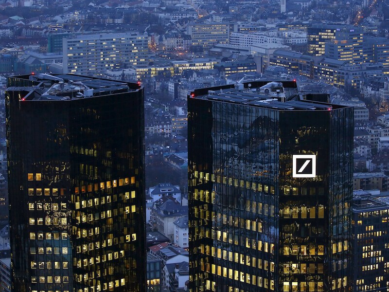 Het hoofdkwartier van Deutsche Bank in Frankfurt.