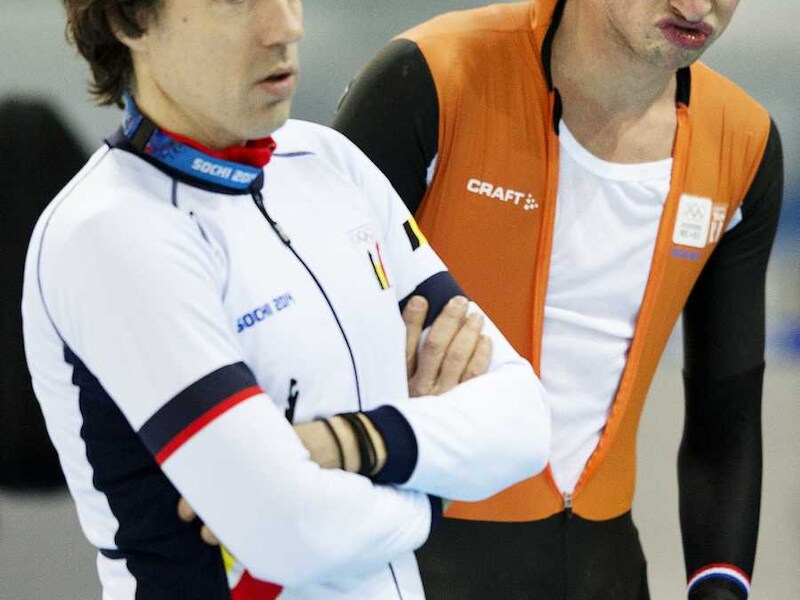 Bart Veldkamp aan de zijde van de Nederlandse schaatsvedette Sven Kramer.