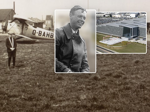 De vergeten luchthaven Haren-Evere, begin jaren 20 van de twintigste eeuw. Inzet: Charles Lindbergh landde in 1927 op het vliegveld van Haren-Evere, amper een week nadat hij als eerste piloot solo en non-stop de Atlantische Oceaan was overgestoken van New York naar Parijs. 