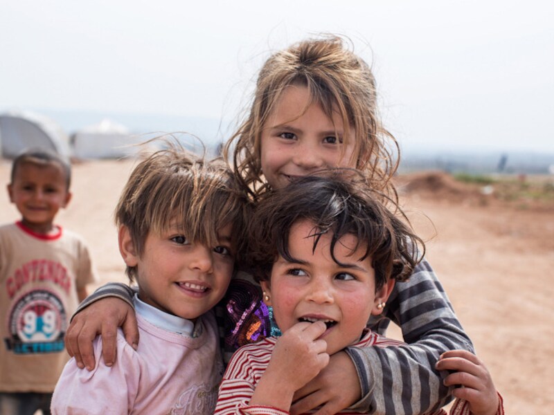 Syrische kinderen in het vluchtelingenkamp van Atmeh.