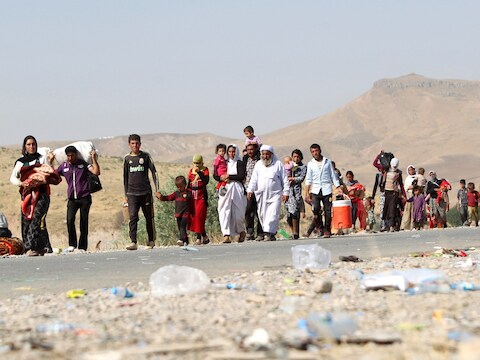 Jezidi's die werden gered van de Mount Sinjar