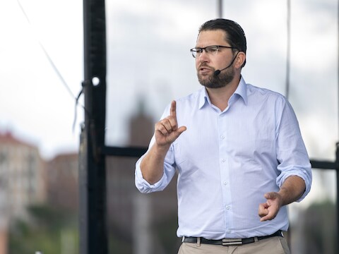 Partijleider van de Zweedse Democraten Jimmie Akesson.