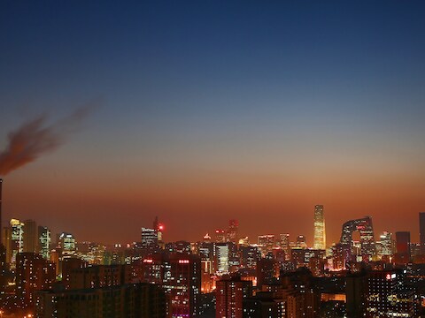 De skyline van Peking.