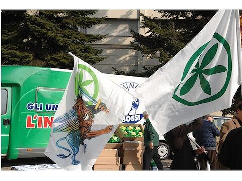 Aanhangers van de Lega Nord op campagne