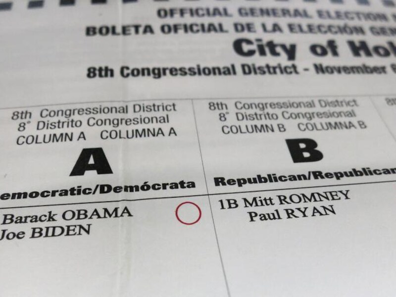 Een regulier verkiezingsbiljet in Hoboken, in de staat New Jersey.