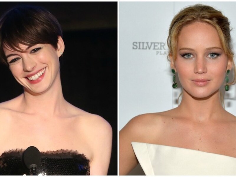 Of ze zullen winnen, weten we niet, maar de huid van Anne Hathaway en Jennifer Lawrence zal sowieso stralen.