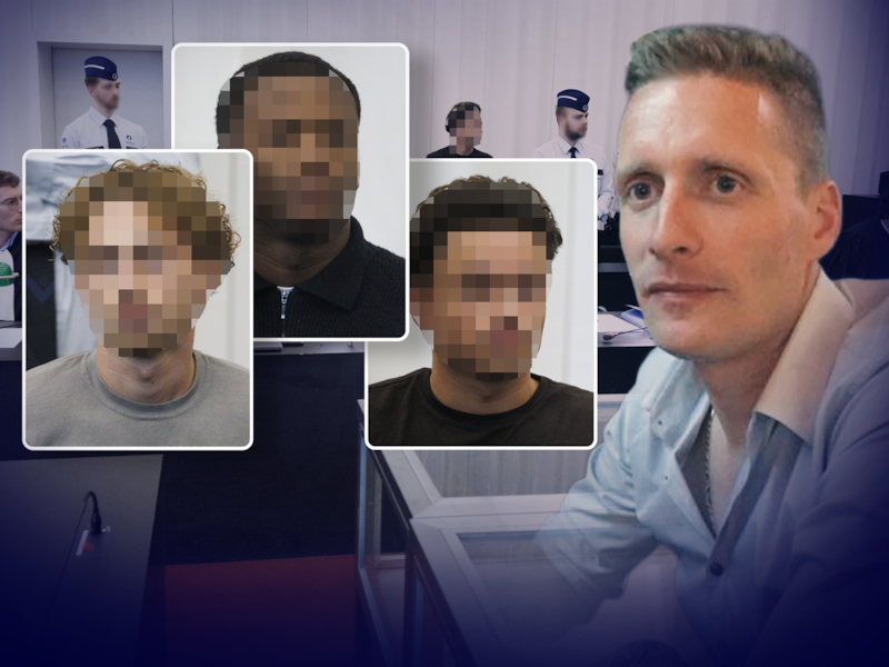 David Polfliet (rechts) en de drie verdachten.