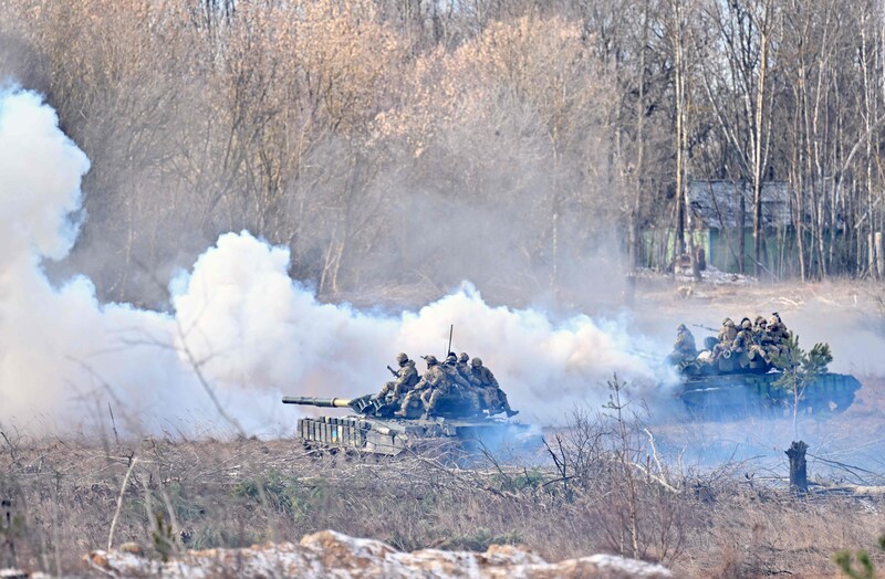 Army soldiers were training in the city of Tsjernobyl.