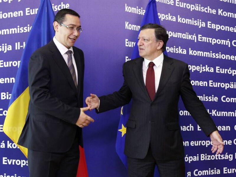 Roemeens premier Victor Ponta en Europees Commissievoorzitter José Manuel Barroso.