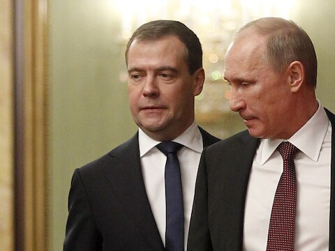Premier Dimitri Medvedev en president Vladimir Poetin.