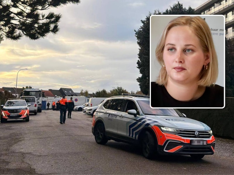 Het gerecht houdt vandaag een wedersamenstelling van de feiten in het appartementsgebouw in het Windmolenveld, Inzet: Ellen Durie, woordvoerster van parket Leuven.