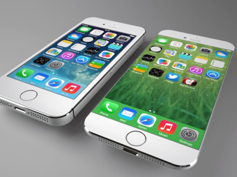 Conceptfoto's van de iPhone 6 (r.) die al een tijdje op internet rondwaren.