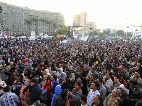Het Tahrirplein in Caïro is opnieuw het hart van de protesten tegen de president.
