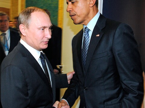 De Russische president Vladimir Poetin en zijn Amerikaanse collega Barack Obama.