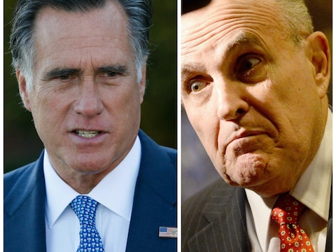De twee kandidaten: Mitt Romney en Rudy Giuliani.