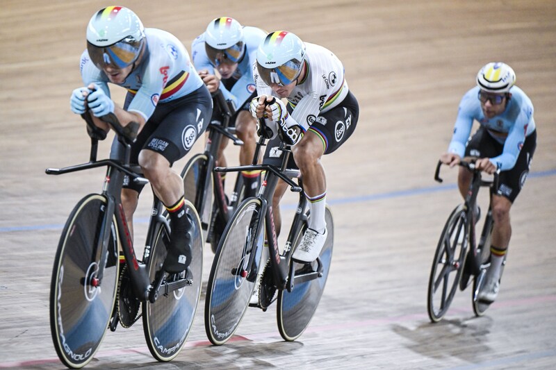 Het mannenkwartet van de ploegenachtervolging.