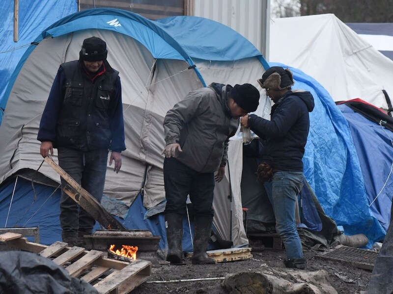 Beeld van de 'jungle' in Calais.