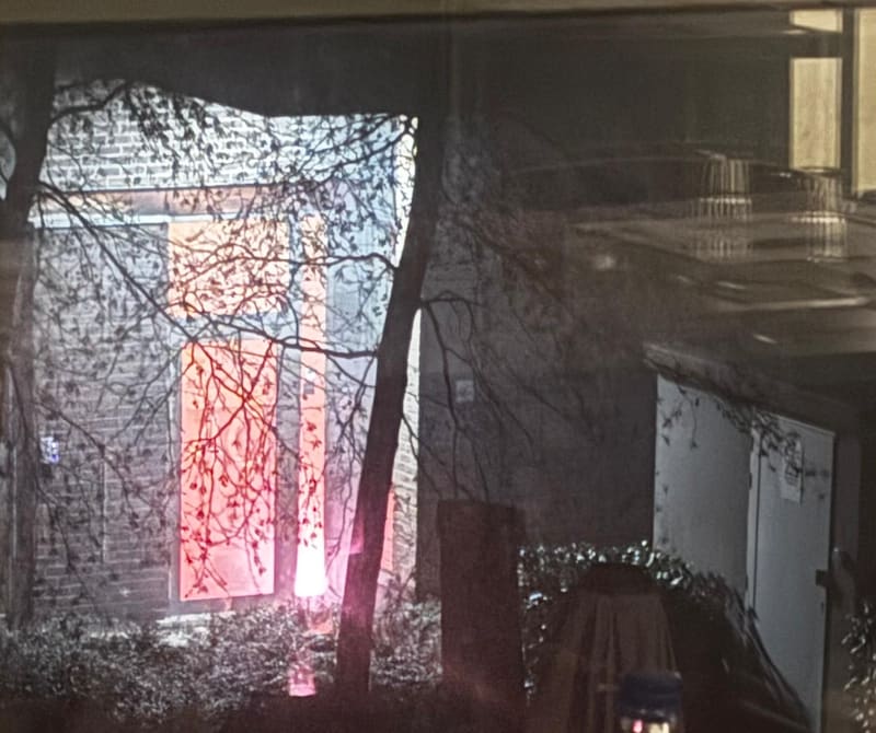 Overburen konden filmen hoe het vuurwerk afgaat in de inkomhal.