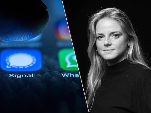 Via de berichtenapp Signal hielden de ex-partners volgens de verdediging nog contact. Rechts: advocate Aline Claus, die de 35-jarige beklaagde uit Izegem verdedigt.