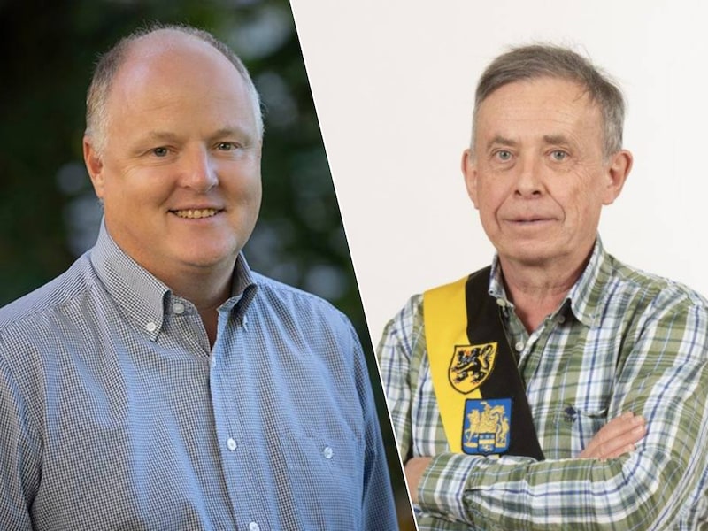 Alan Pauwels (links) vroeg of de gemeente op de hoogte was van een omgevingsvergunningsaanvraag van Lidl voor een winkel in Jezus-Eik, volgens schepen Jan De Broyer is dat momenteel niet het geval.