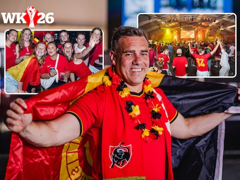 Ook voetbalfan Nico Meerpoel heeft gezorgd dat ze in het Oost-Vlaamse Burst de match op groot scherm kunnen kijken.