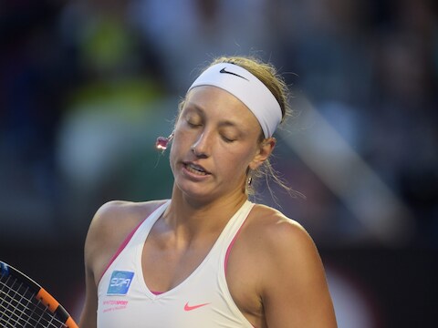 Het gezicht van Yanina Wickmayer spreekt boekdelen. Onze landgenote kwam tegen Simona Halep nauwelijks in het stuk voor.