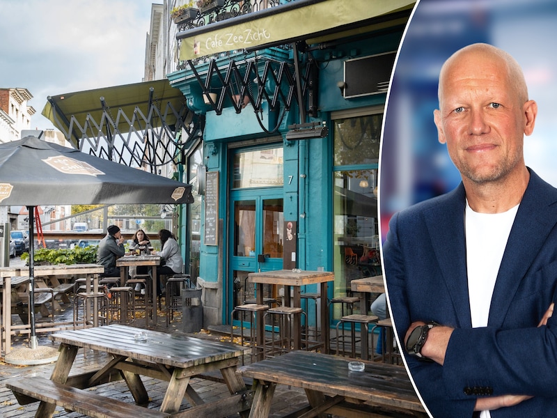 Cafe Zeezicht in Antwerpen / Hoofdredacteur Dimitri Antonissen.