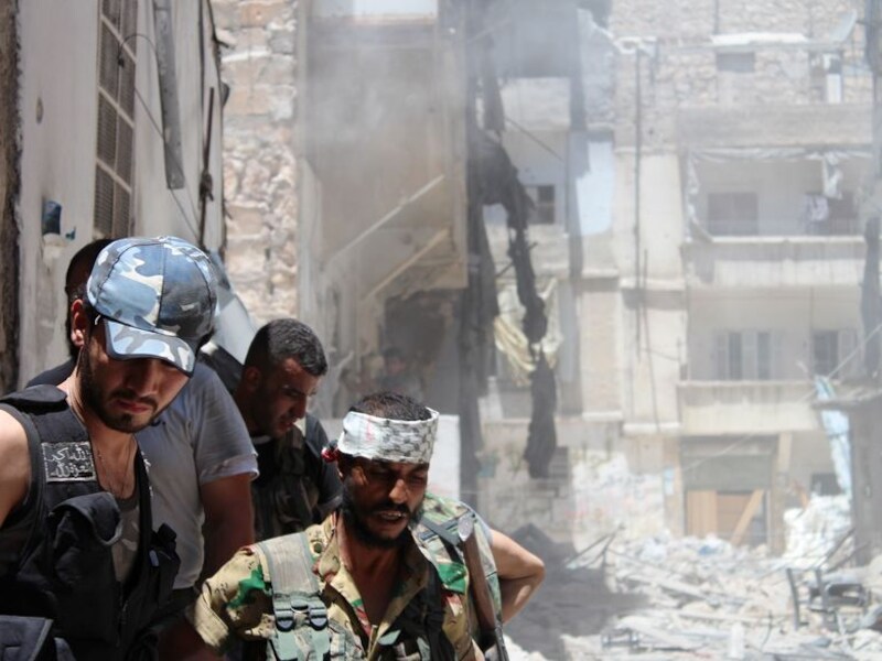 Syrische rebellen in Aleppo, eergisteren.