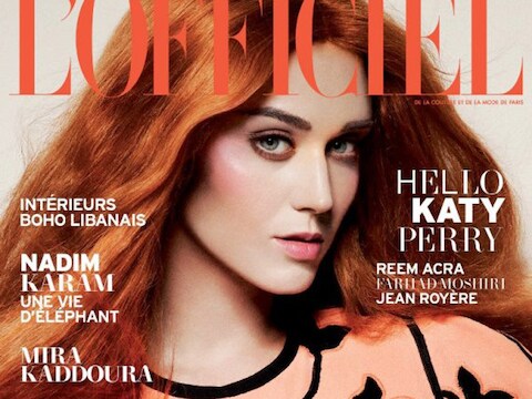 Katy Perry op de cover van het Franse magazine 'L'Officiel Paris'.