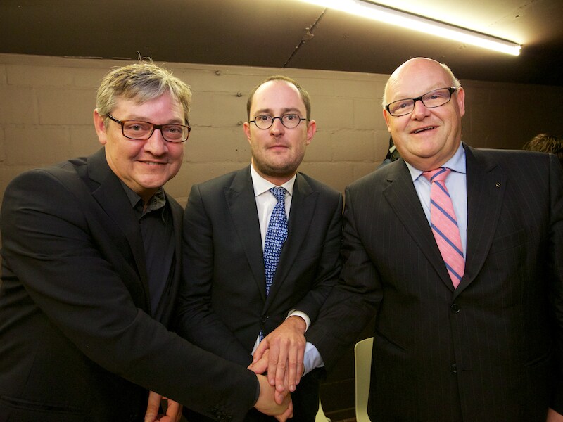 Philippe De Coene, Vincent Van Quickenborne en Rudolf Scherpereel.