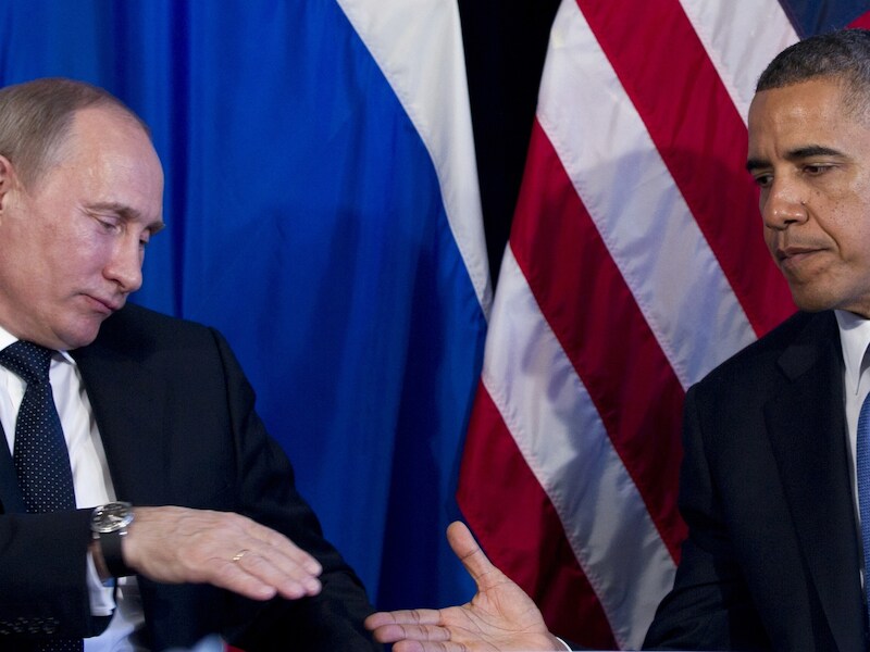 Vladimir Poetin en Barack Obama tijdens de G8-top in juni