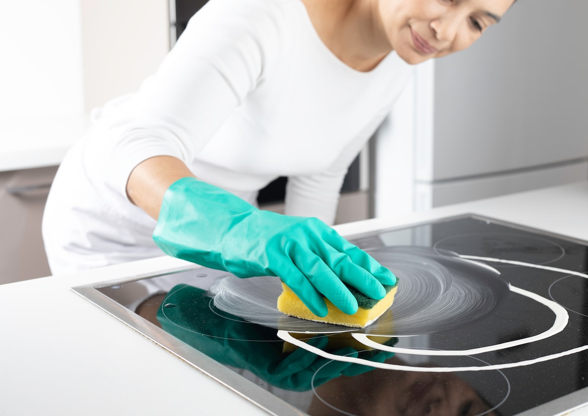 aangekoekte kookplaat