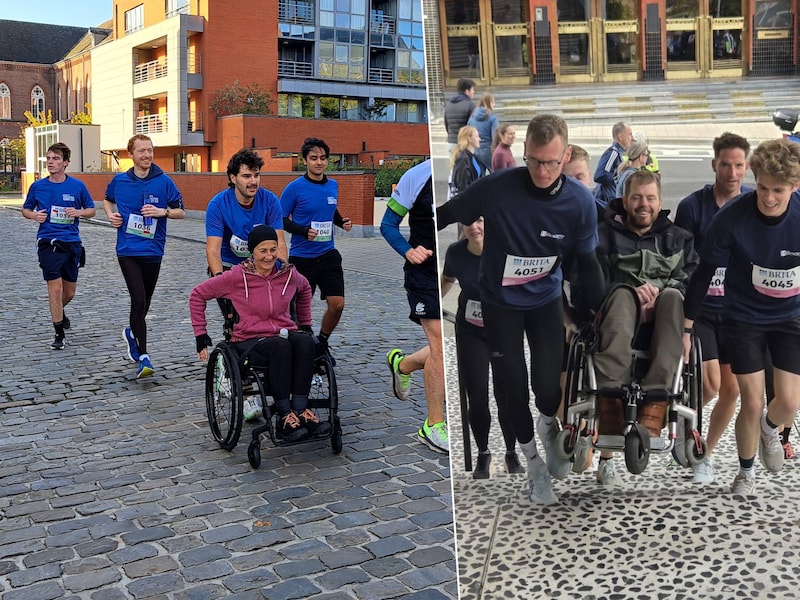 Acht deelnemers met een handicap namen zondag deel aan de BRITA Urban Trail in Gent, ondersteund door meer dan honderd vrijwilligers en medewerkers.  